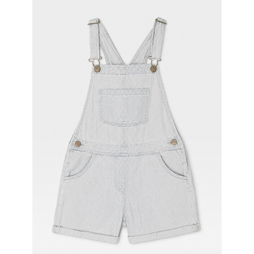 Dunnes Stores Girls 8-9 Blue White Stripe Denim Short Overalls Shortalls